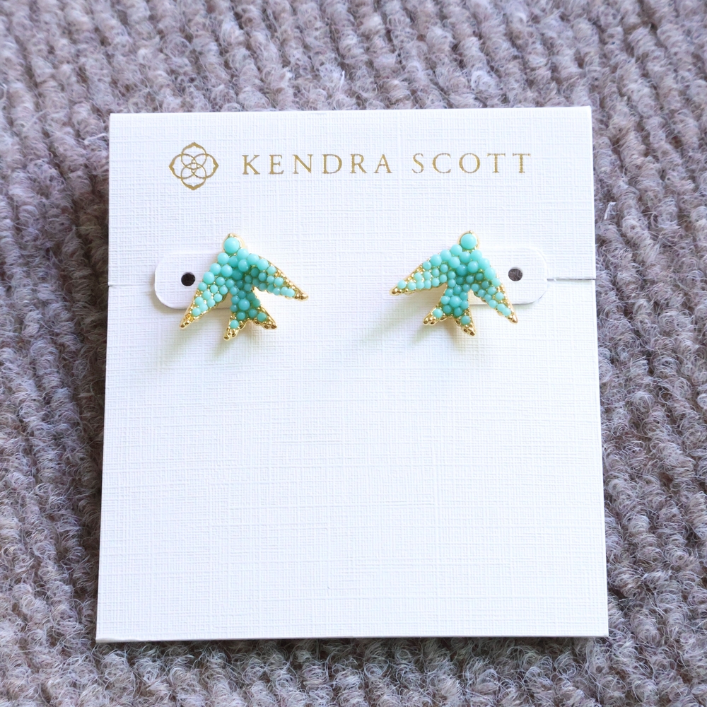 Kendra Scott Melody Bird Stud Earrings - Gold Teal Crystal